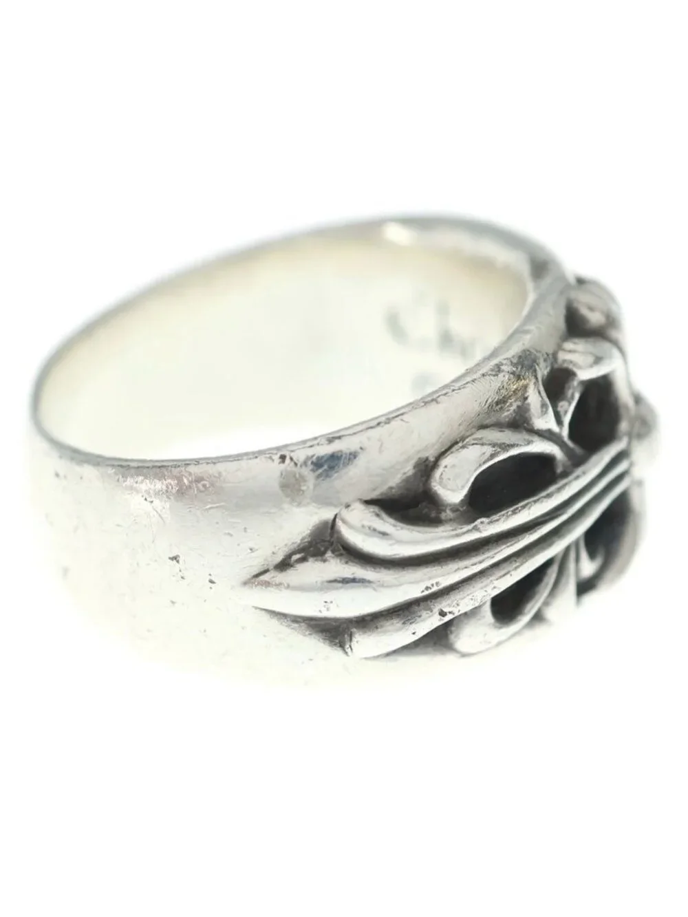 Chrome Hearts Flrl Crs Floral Cross Ring Silver